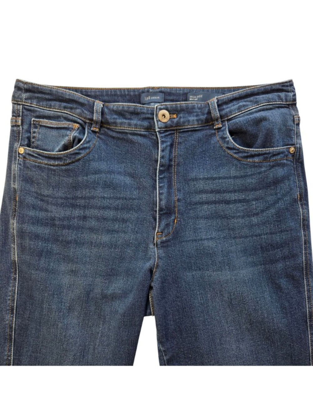 J.Jill Denim High-Rise Boot Cut Jeans Dark Wash Size 14R Cotton Blend Stretch - Picture 3 of 14